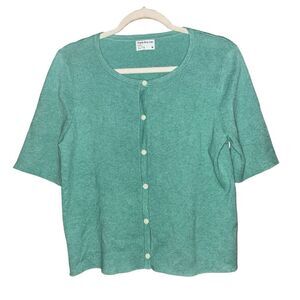Frank and Oak Cardigan Womens XL Green Ribbed Button Stretch Sweater